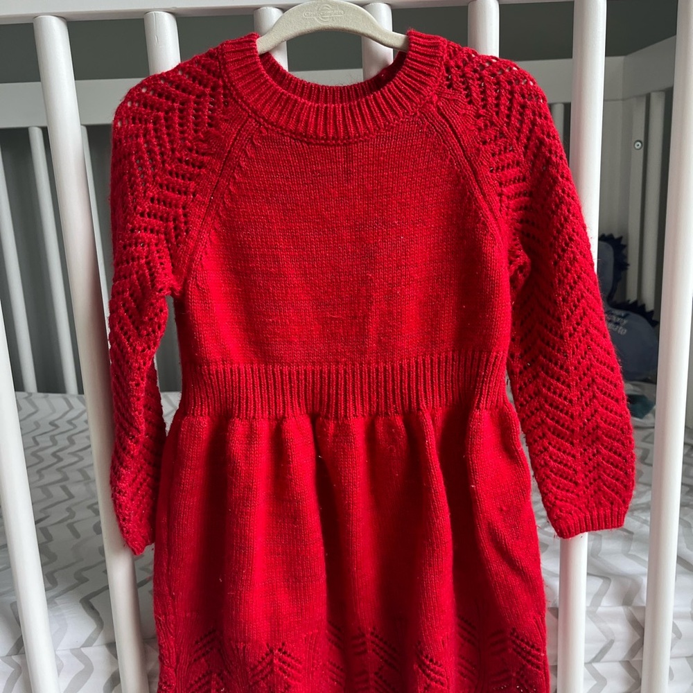 Cat & Jack Vibrant Red Knit Dress 3T